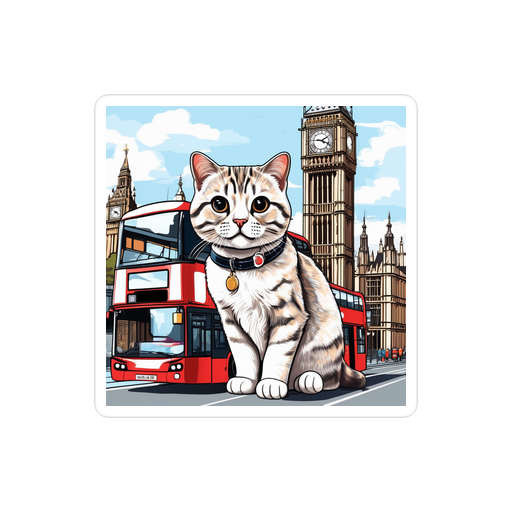 PugMug Custom Tabby Scottish Fold Cat Sticker