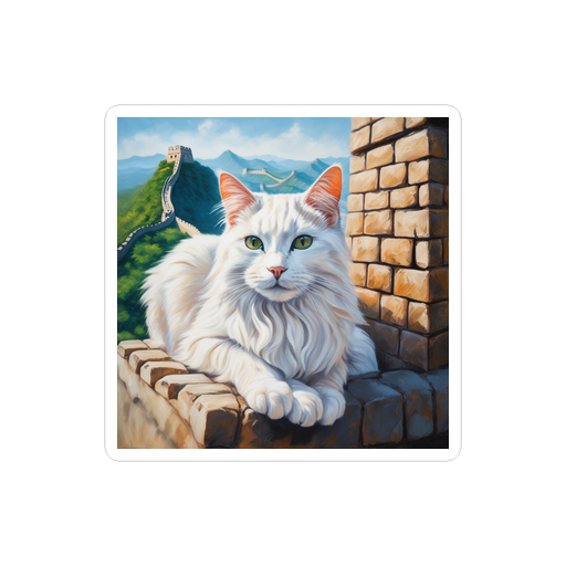 PugMug Custom White Companion Cat Sticker