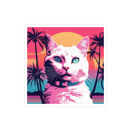 PugMug Custom White Companion Cat Sticker