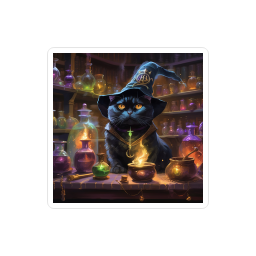 PugMug Custom Black Scottish Fold Cat Sticker