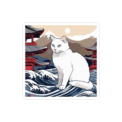 PugMug Custom White Companion Cat Sticker