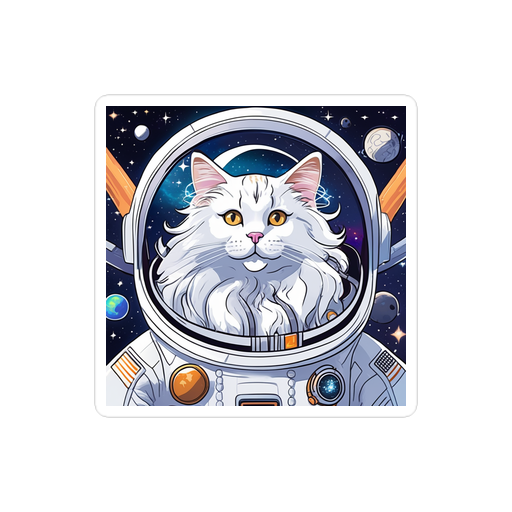 PugMug Custom White Maine Coon Cat Sticker