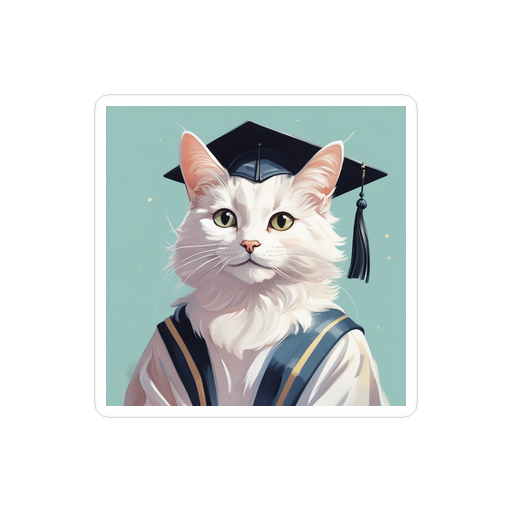 PugMug Custom White Companion Cat Sticker