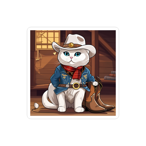 PugMug Custom White Scottish Fold Cat Sticker