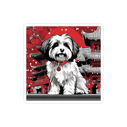 PugMug Custom Black-and-white Havanese Dog Sticker