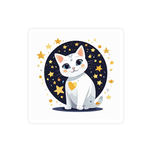PugMug Custom White Companion Cat Sticker