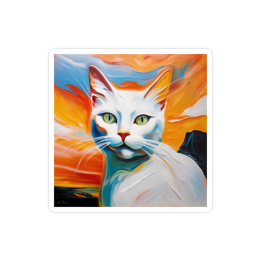 PugMug Custom White Companion Cat Sticker