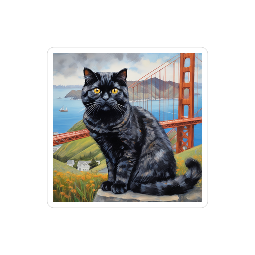 PugMug Custom Black Scottish Fold Cat Sticker