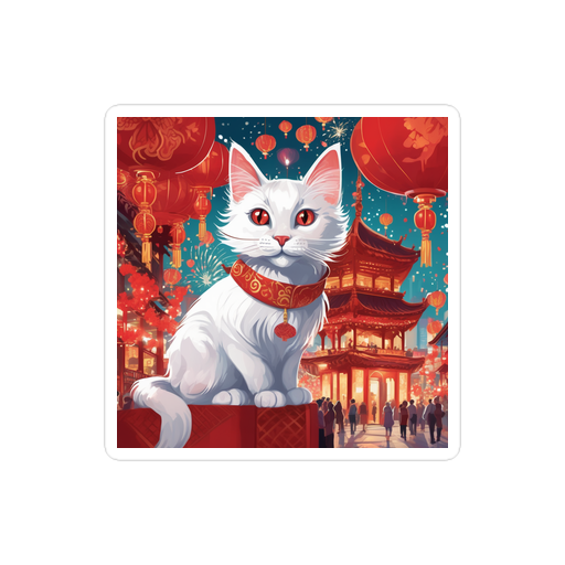 PugMug Custom White Companion Cat Sticker