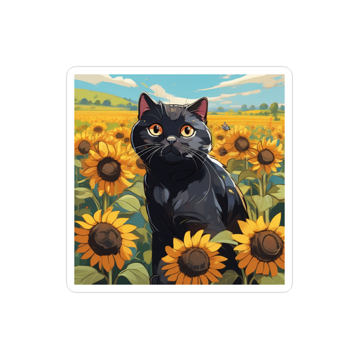 PugMug Custom Black Scottish Fold Cat Sticker