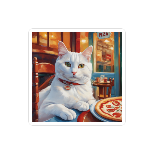 PugMug Custom White Companion Cat Sticker