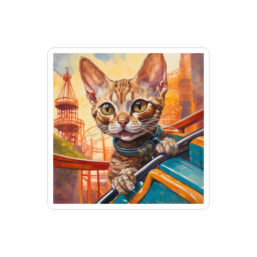 PugMug Custom Tabby Devon Rex Cat Sticker