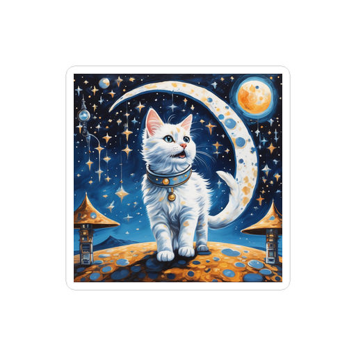 PugMug Custom White Companion Cat Sticker