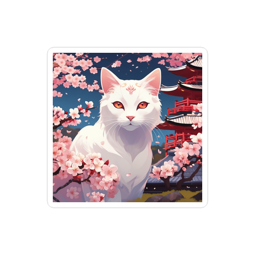 PugMug Custom White Companion Cat Sticker