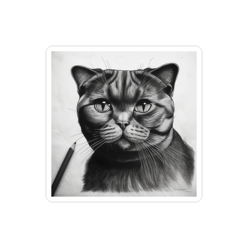 PugMug Custom Black Scottish Fold Cat Sticker
