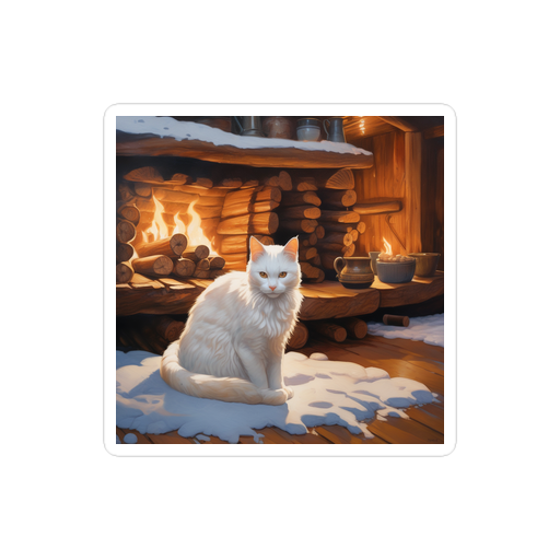 PugMug Custom White Companion Cat Sticker