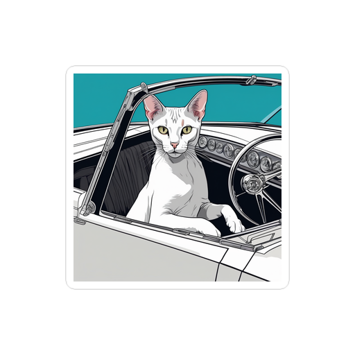 PugMug Custom White Abyssinian Cat Sticker