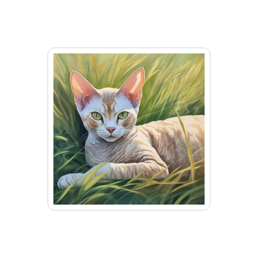 PugMug Custom Tabby Devon Rex Cat Sticker