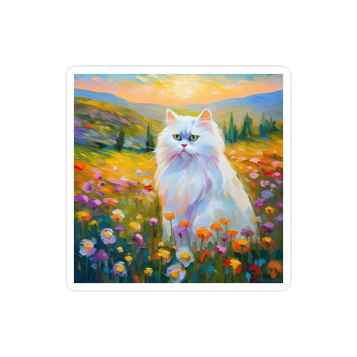 PugMug Custom White Persian Cat Sticker