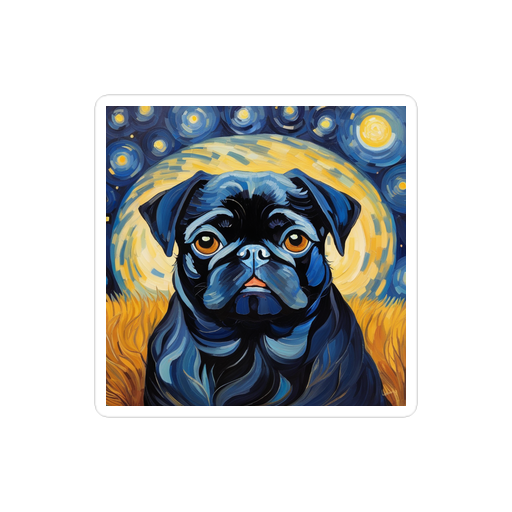 PugMug Custom Black Pug Sticker