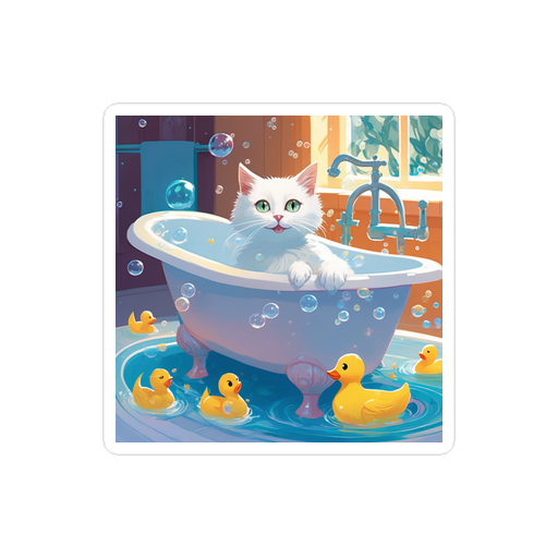 PugMug Custom White Companion Cat Sticker