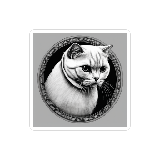 PugMug Custom White Scottish Fold Cat Sticker