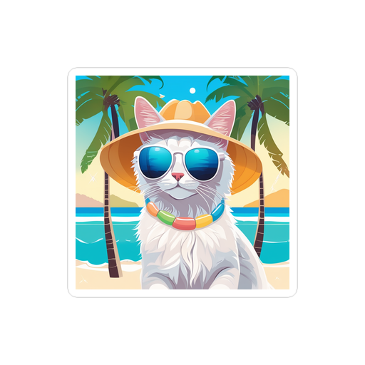 PugMug Custom White Companion Cat Sticker