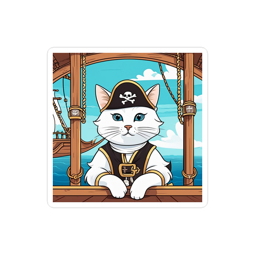 PugMug Custom White Companion Cat Sticker