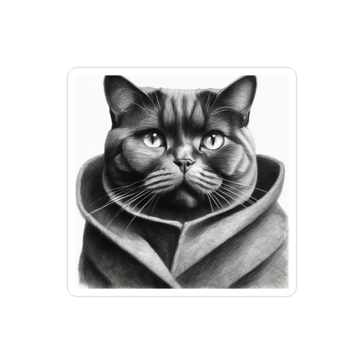 PugMug Custom Black British Shorthair Cat Sticker