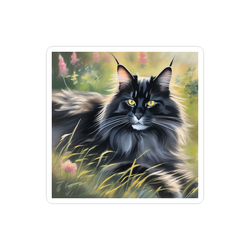 PugMug Custom Black Maine Coon Cat Sticker