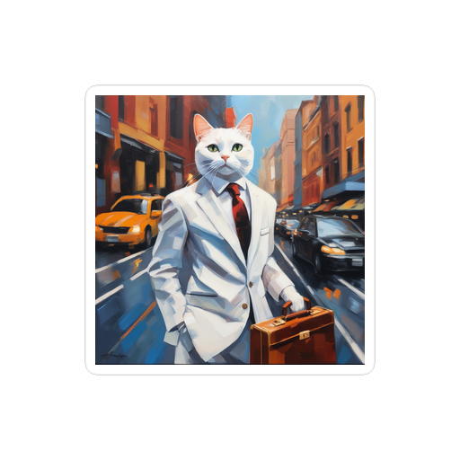 PugMug Custom White Companion Cat Sticker