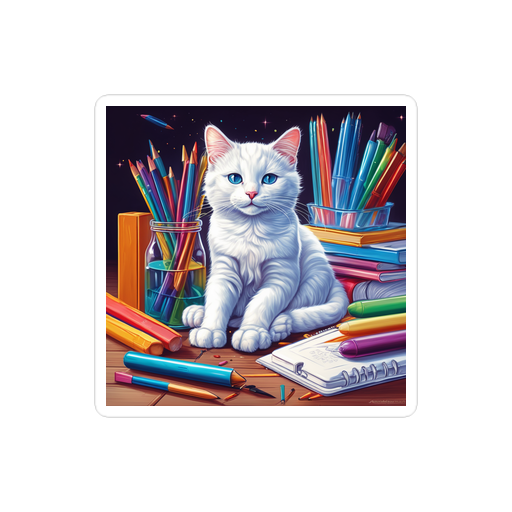 PugMug Custom White Companion Cat Sticker