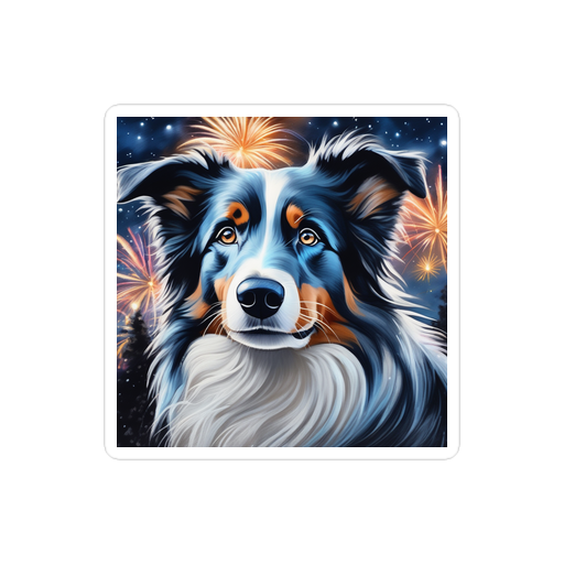 PugMug Custom Blue Merle Border Collie Sticker