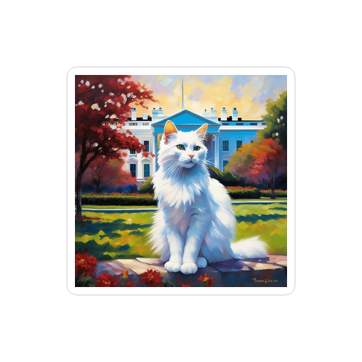 PugMug Custom White Companion Cat Sticker