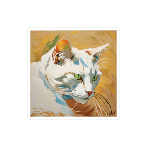 PugMug Custom White Companion Cat Sticker