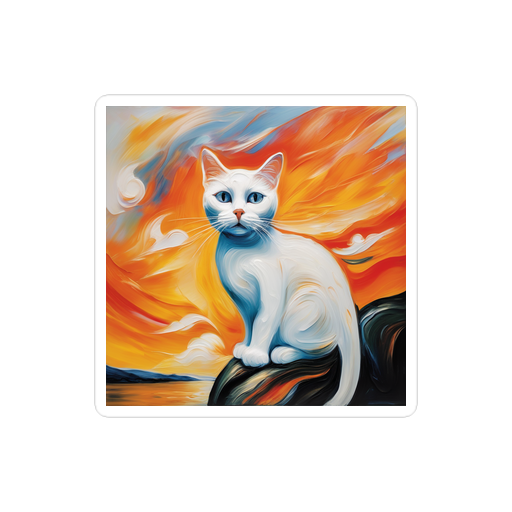 PugMug Custom White Companion Cat Sticker