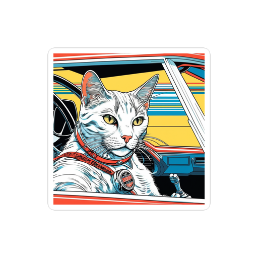 PugMug Custom White Companion Cat Sticker