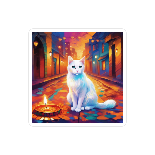 PugMug Custom White Companion Cat Sticker