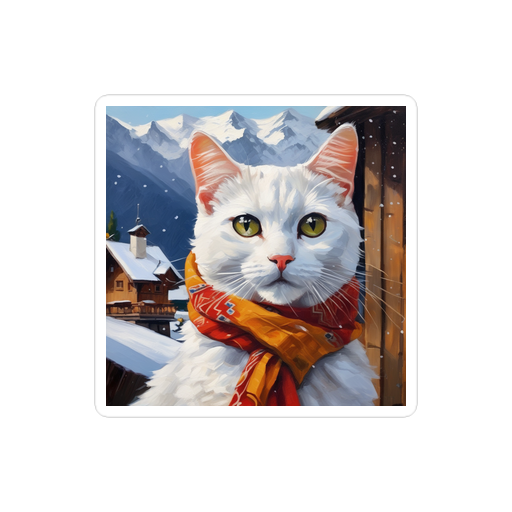 PugMug Custom White Companion Cat Sticker