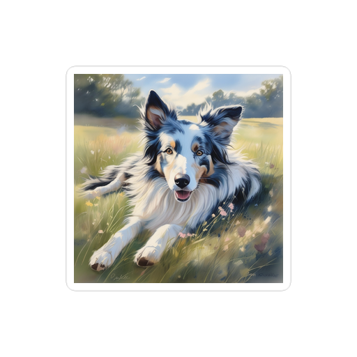 PugMug Custom Blue Merle Border Collie Sticker
