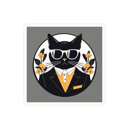 PugMug Custom Black Companion Cat Sticker