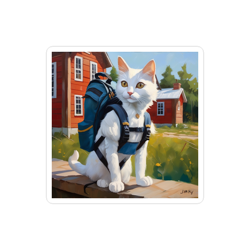 PugMug Custom White Companion Cat Sticker