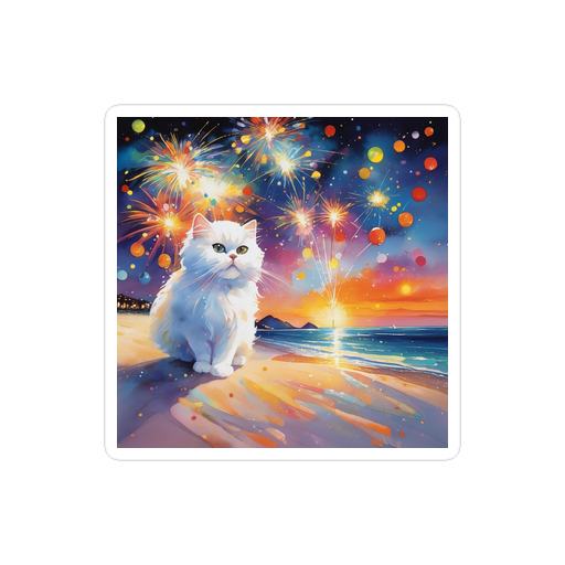 PugMug Custom White Persian Cat Sticker