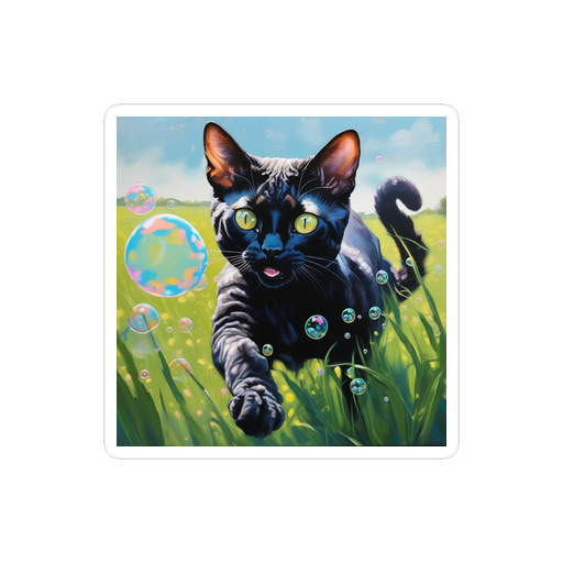 PugMug Custom Black Devon Rex Cat Sticker