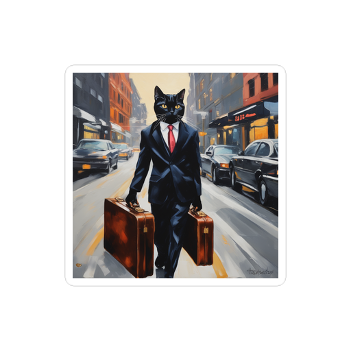 PugMug Custom Black American Shorthair Cat Sticker