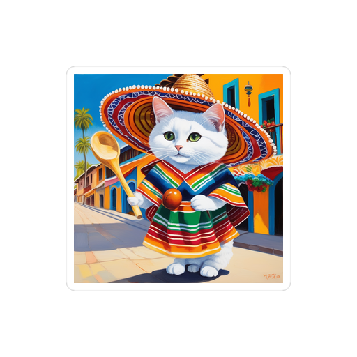 PugMug Custom White Companion Cat Sticker