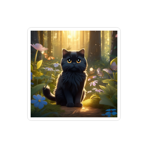 PugMug Custom Black Scottish Fold Cat Sticker