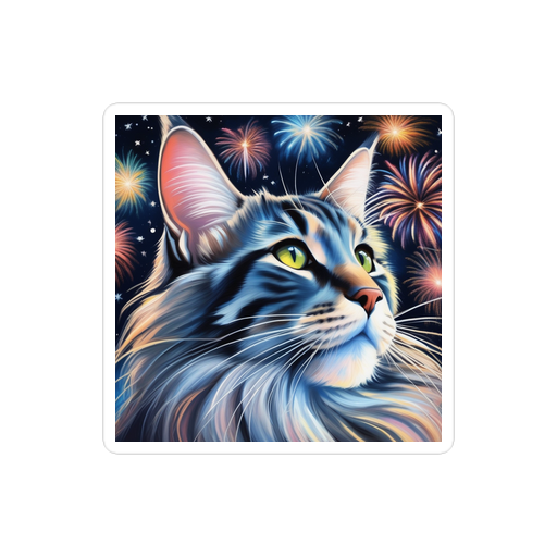 PugMug Custom Tabby Maine Coon Cat Sticker