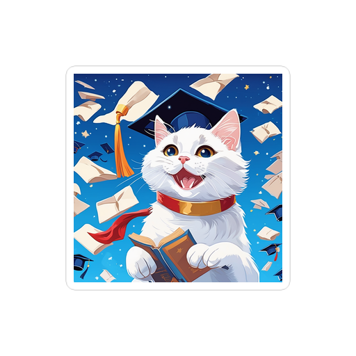 PugMug Custom White Companion Cat Sticker