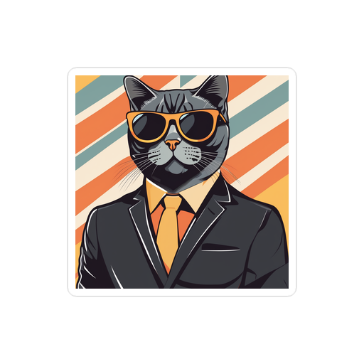 PugMug Custom Black British Shorthair Cat Sticker